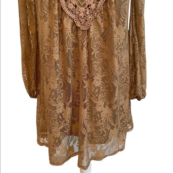 A'reve Tan Lace Overlay Swing Dress - Picture 5 of 9